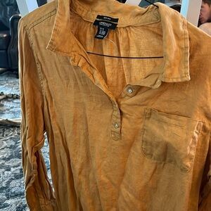 NWOT Jones & Co 100% Linen Gold Tunic 2X